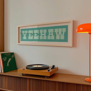 Framed YEEHAW Sign Turquoise & Mint Art Print