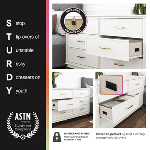 Valencia - 5 Drawer Dresser - White / Gray