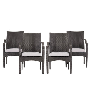 5 Piece Outdoor Dining Set, 31.5" Teak Finish Acacia Wood Table with 4 Chairs