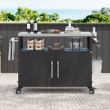 K&K 54.5" Outdoor Kitchen Island with Stainless Steel Tabletop