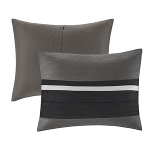 7-Piece Faux Suede Comforter Set Black Queen