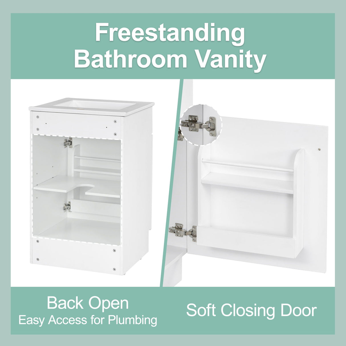 Bathroom Vanity With Sink, Cabinet With Adjustable Shelf