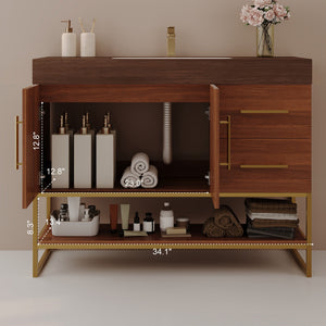 36" Modern Free-Standing Bathroom Vanity with Seamless Ceramic Sink