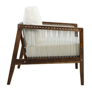 Outdoor Club Chairs (Set of 2), Acacia Wood Frame with Rope Back, Water-Repellent