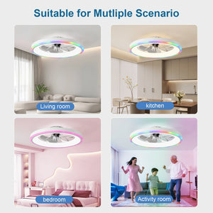 23.6" Modern RGB Ceiling Fan with Lights