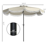 Vented Patio Table Umbrella with Crank, 8 Ribs, and Push Button Tilt