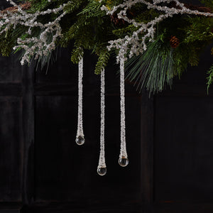 Clear Beaded Glass Icicle Drop Ornament (Set of 6)