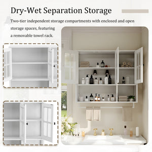 3 Door Wall Cabinet With Glass Door And Towel Bar