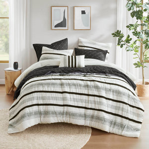7 Piece Stripe Comforter and Quilt Set - King/Cal King
