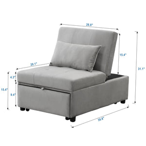 Folding Ottoman Sofa Bed - Gray Fabric