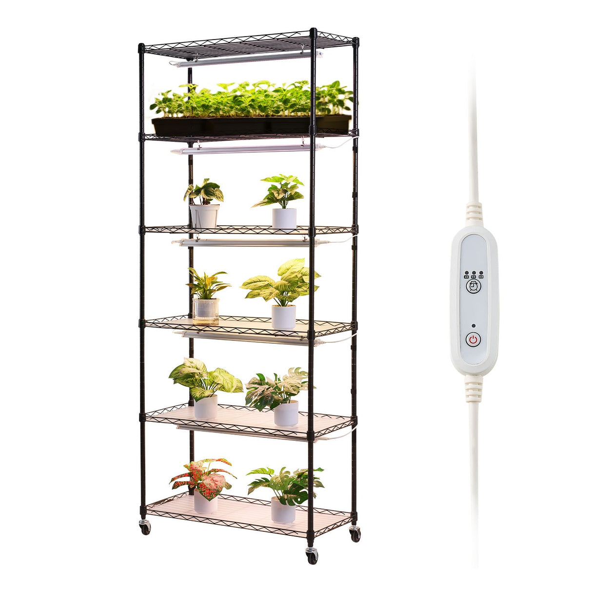 6-Tier Indoor Plant Shelf with Grow Light