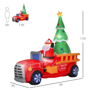 Inflatable Santa Truck with Lit Christmas Tree