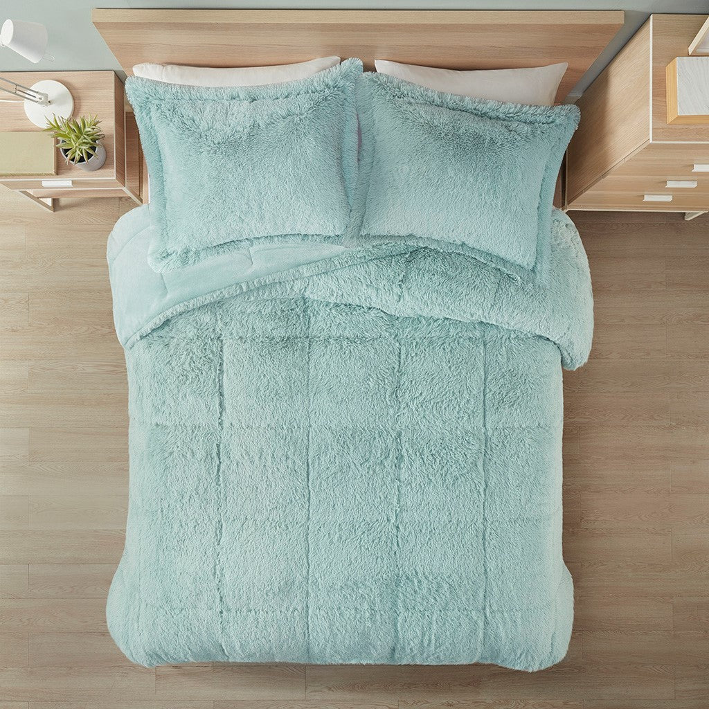 Shaggy Long Fur Comforter Mini Set with Hypoallergenic Fill - King/Cal King