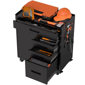 Rolling Tool Cabinet Heavy Duty Garage Storage With Lockable Doors & Drawers