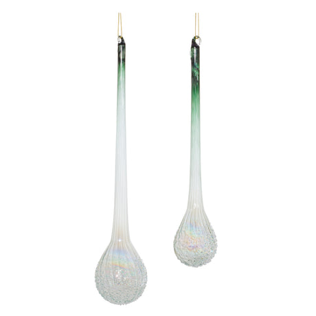 Green-Iridescent-Ribbed-Glass-Icicle-Drop-Ornament-(Set-of-12)-Christmas-Ornaments