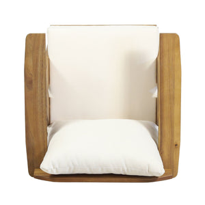 Outdoor Acacia Wood Club Chairs With Cushions (Set of 2) - Teak / Beige