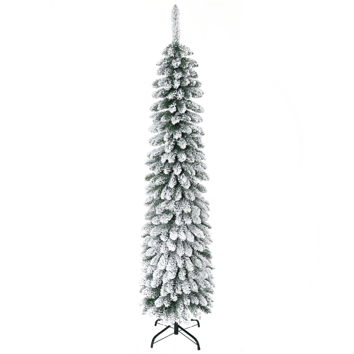 HOMCOM 6' Tall Unlit Snow Flocked Artificial Christmas Tree