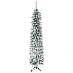 HOMCOM 6' Tall Unlit Snow Flocked Artificial Christmas Tree
