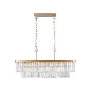 Chandeliers,Rectangular Crystal Chandelier Adjustable,E12 Modern Industrial Crystal Lights,Farmhouse Iron Ceiling Hanging Light for Kitchen Living Room Bedroom/Gold(Bulb Not Included)