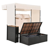 Bethany Two-Person Outdoor Rattan Daybed with Adjustable Canopy and Hidden Storage