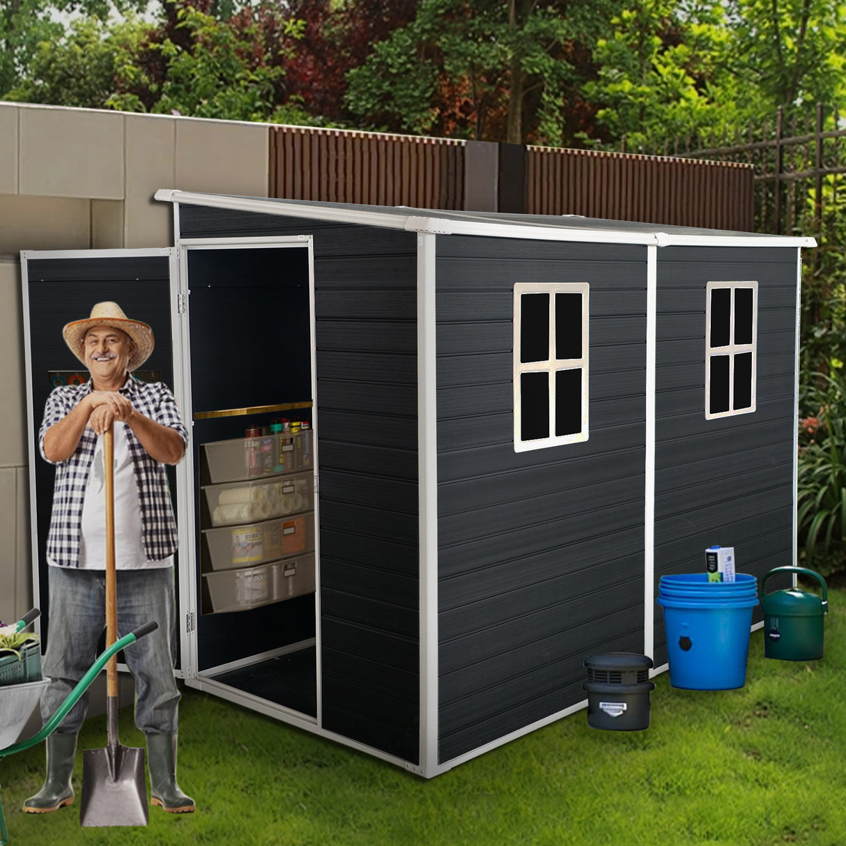 All-Weather Resin Garden Shed – 8x4 Ft Outdoor Storage