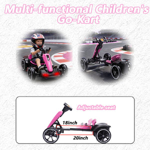 Electric Kids Pedal Go Kart With Adjustable Seat, Foldable Design