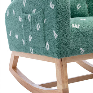 Modern Accent Rocker Armchair With Side Pocket, Upholstered High Back