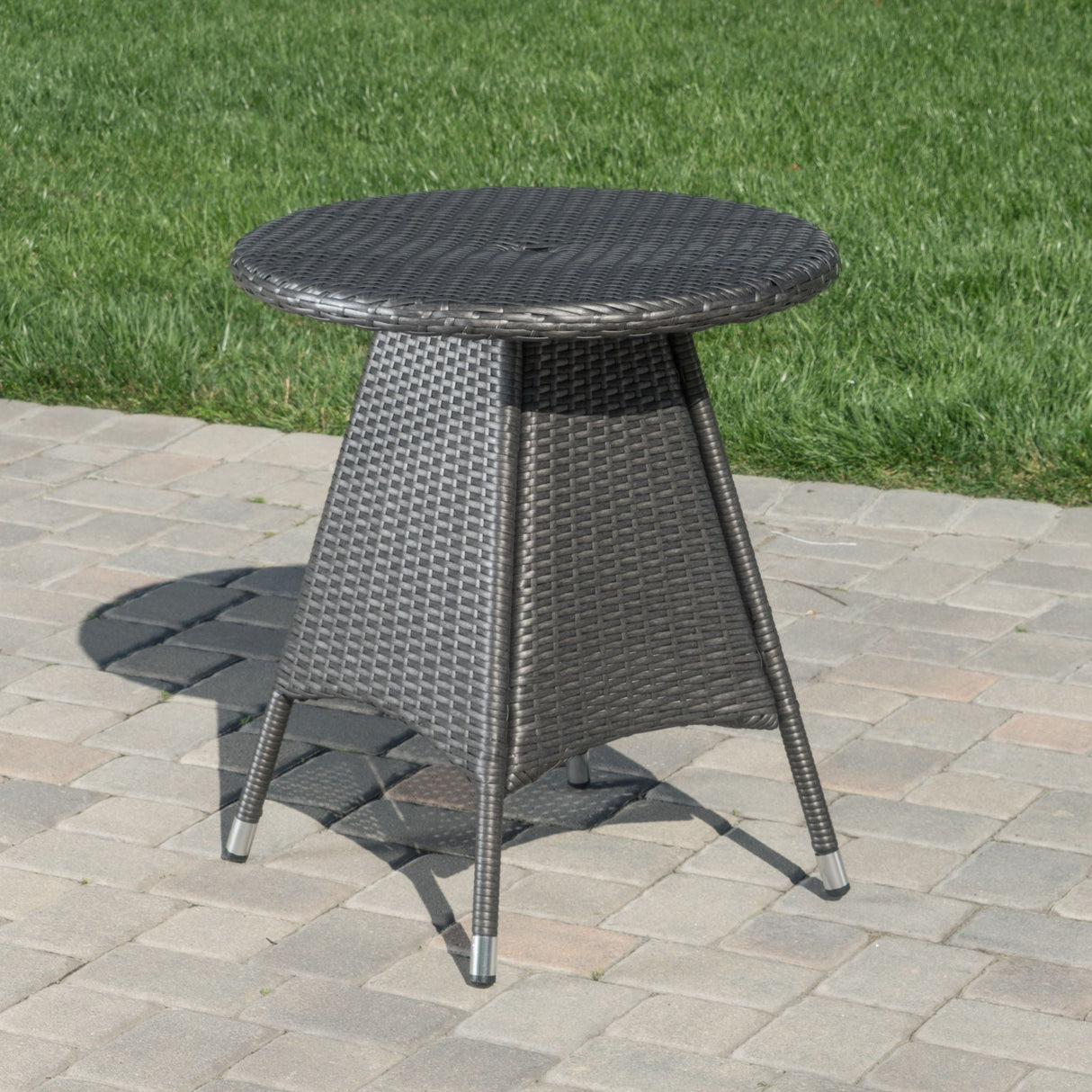 Outdoor Rattan Bistro Table With Surface Round - Gray