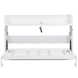 Murphy Bed With Desk, LED Light And USB Charging Station