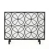 Thayer Single Panel Iron Fireplace Screen With Geometric Design