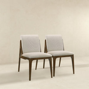 Elegant Dining Chair Set with Upholstered Fabric - Light Brown or Beige