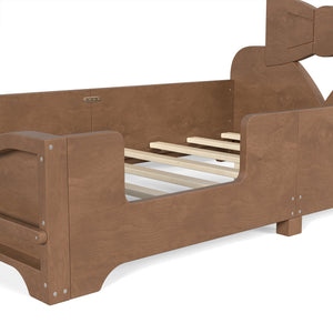 Twin Size Kids Platform Bed with Full Surround Guardrails