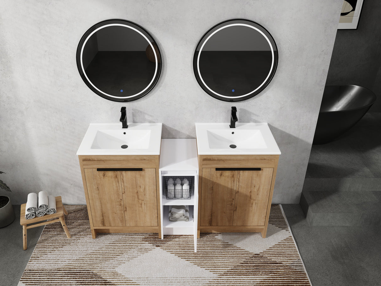 60 Inch Freestanding Bathroom Vanity with Ceramic Sink
