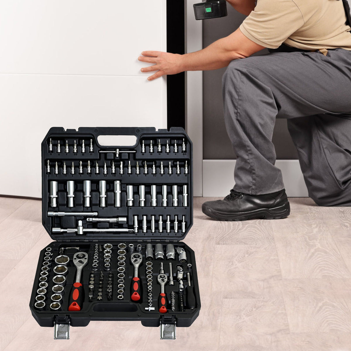 Tool Set Socket And Ratchet Wrench Toolbo 71 Pieces Toolbox Universal Home Car Repair Tool Set For Men Homeowners Diy Enthusiasts And Mechanics - Black