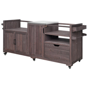 K&K 80.5' Outdoor Kitchen Island for Big Green Egg & Blackstone Griddle