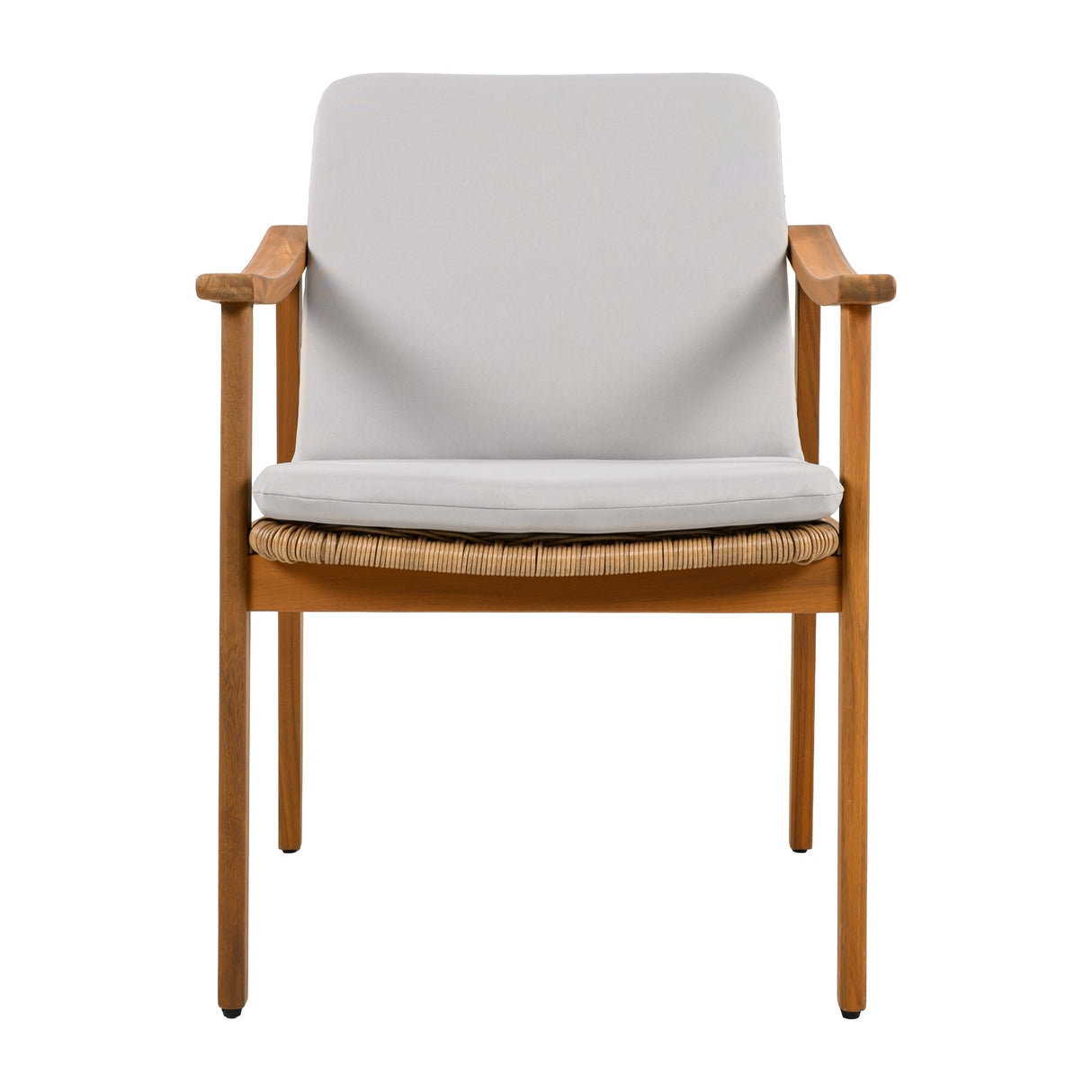 Outdoor Dining Chairs Set of 2, Teak Color Acacia Wood Frame