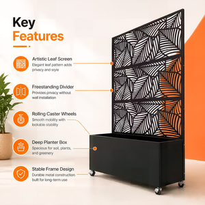 Leaf Pattern Privacy Screen with Planter Box