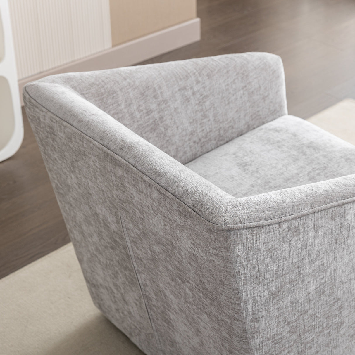 Nice Modern Upholstered Barrel Armchair, 360° Swivel