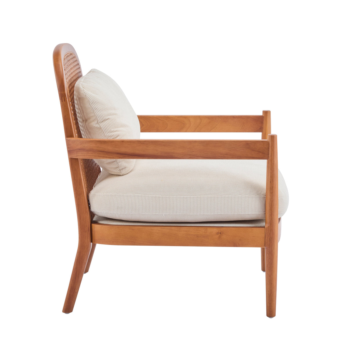 Elliston Rattan Backrest Solid Wood Accent Chair with Cushions, Set of 2