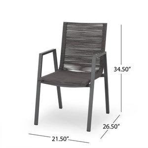 Outdoor Modern Aluminum Dining Chair Set With Rope Sea (Set of 2)