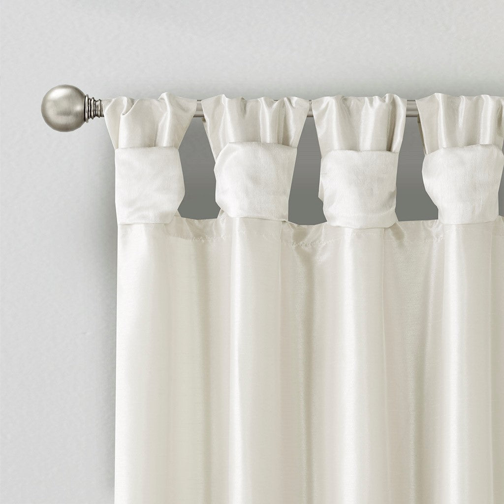 Twist tab lined window curtain panel white 50x95"