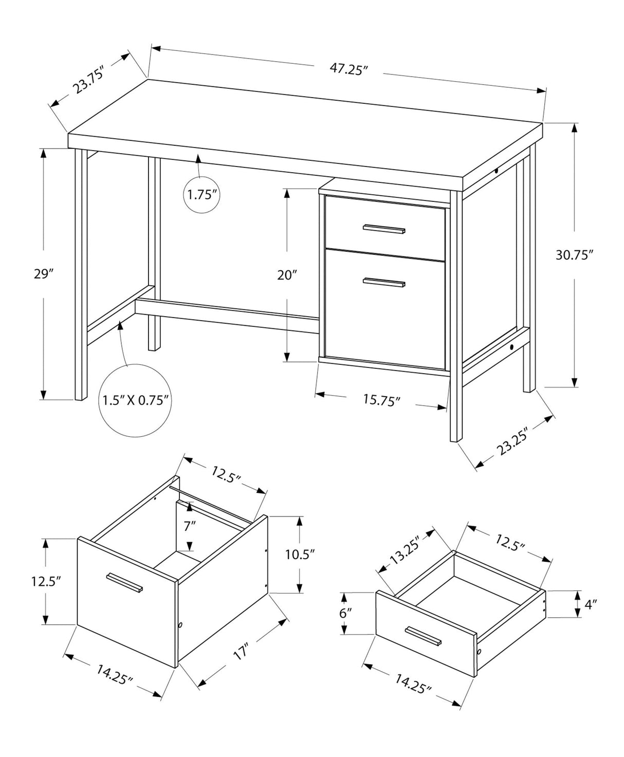 Computer Desk for Home Office with Storage Drawers, Left or Right Setup