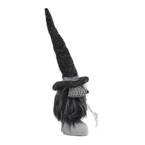 Set of 2 Black Fabric Gnomes with 'Boo' Banner