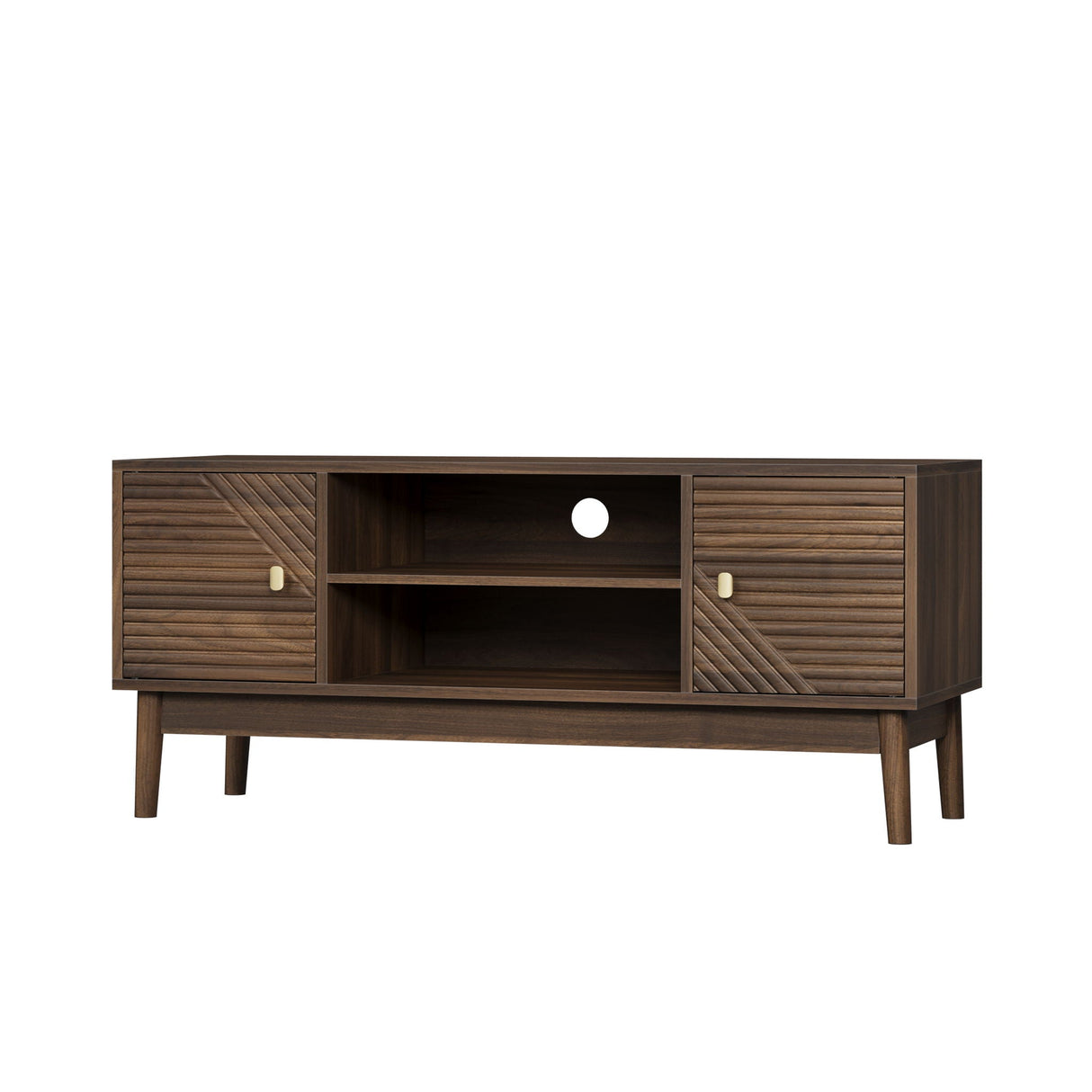 TV Stand, Entertainment Center With Storage, Media Console Table For Living Room - Walnut
