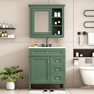 Bathroom Vanity With Top Sink, Storage Cabinet, And Mirror Cabinet