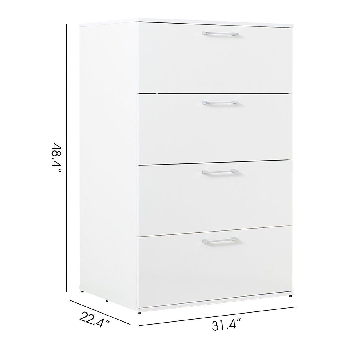 Glossy 4 Drawer Jumbo Chest with Extra Deep Storage - Dark Gray or White