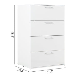 Glossy 4 Drawer Jumbo Chest with Extra Deep Storage - Dark Gray or White