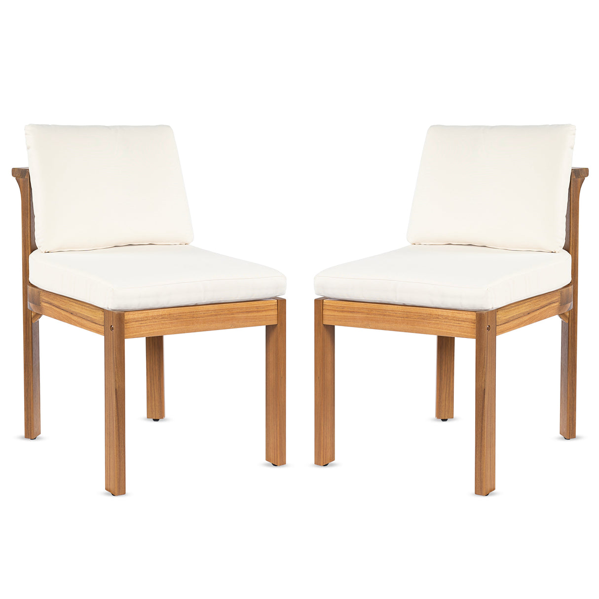 Acacia Wood Outdoor Dining Chair (Set of 2), Teak Finish Wood +