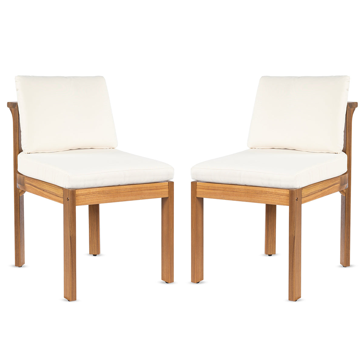 Acacia Wood Outdoor Dining Chair (Set of 2), Teak Finish Wood +