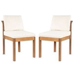 Acacia Wood Outdoor Dining Chair (Set of 2), Teak Finish Wood +